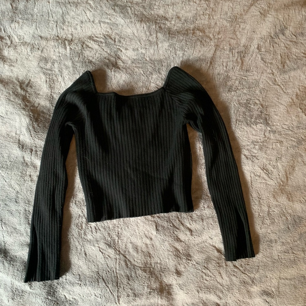 Wild Fable Black Ribbed Knit Top - Picture 2 of 3